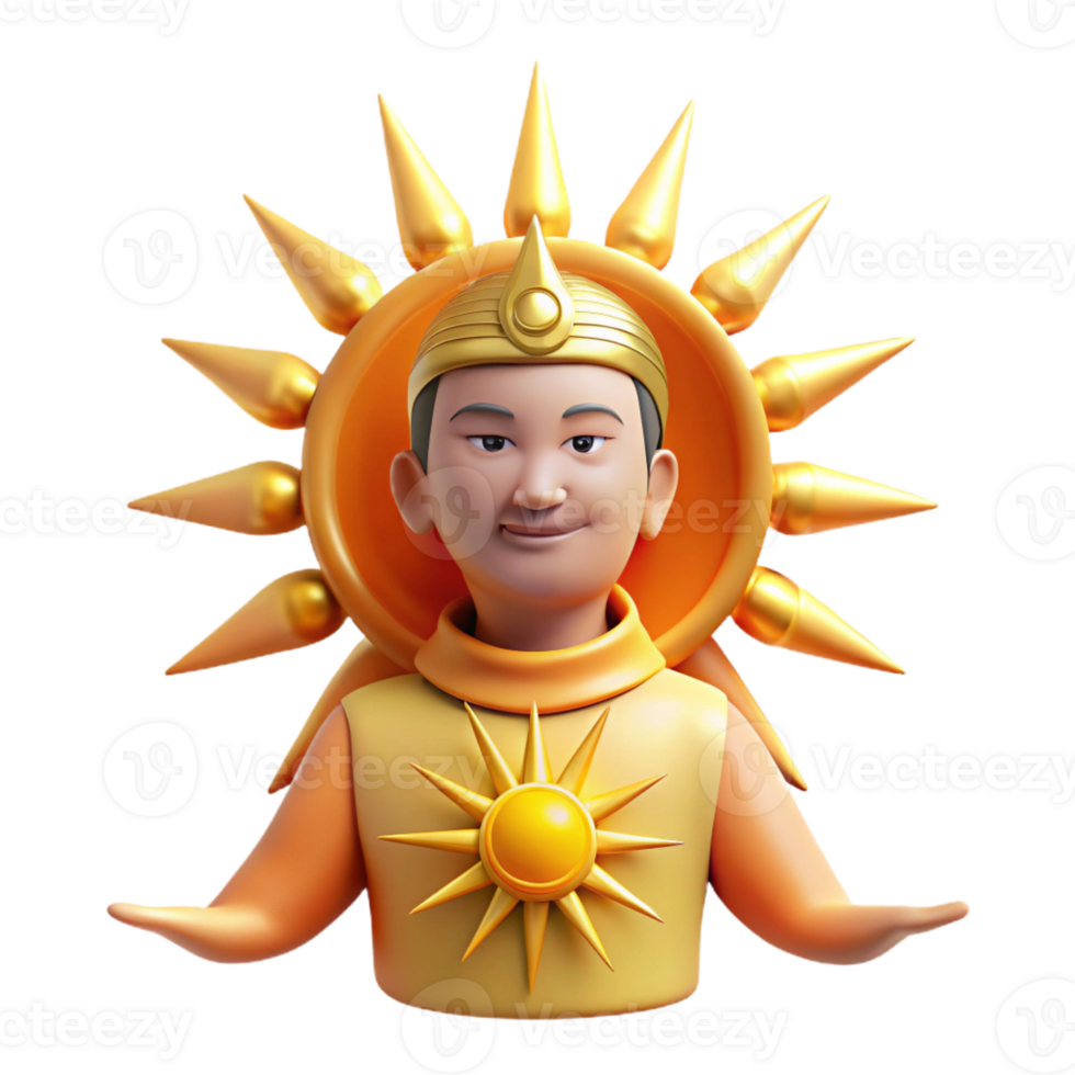 stunning minimalist 3D Sun God Illustration original png