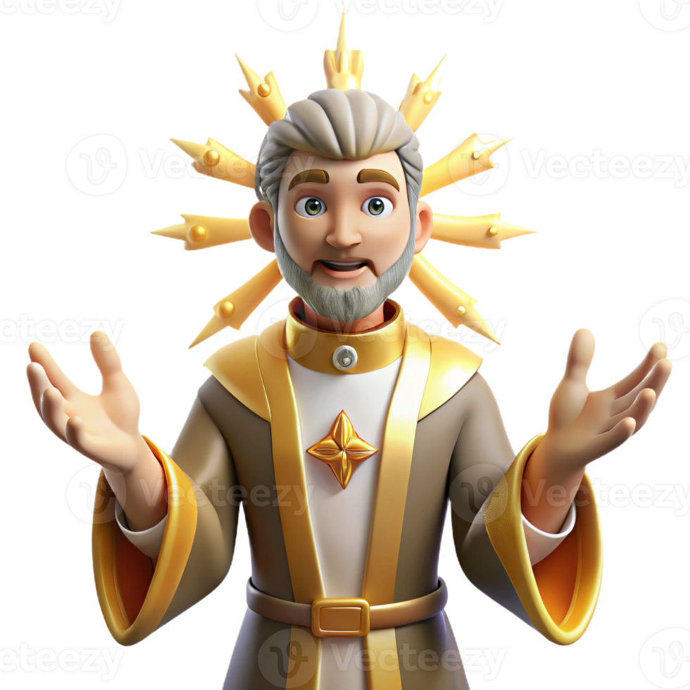 impressive creative 3D Render of a Wise King Illustration authentic png