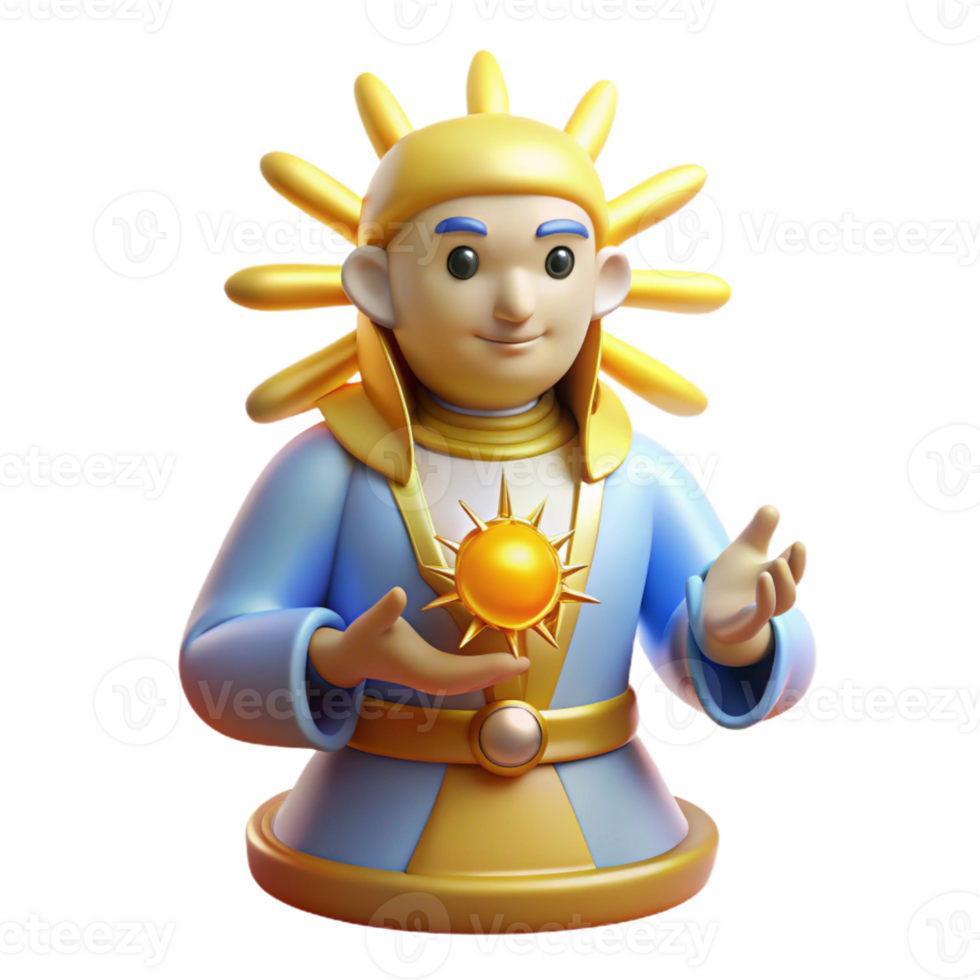 dramatic classic 3D Render Sun God Figurine detailed png