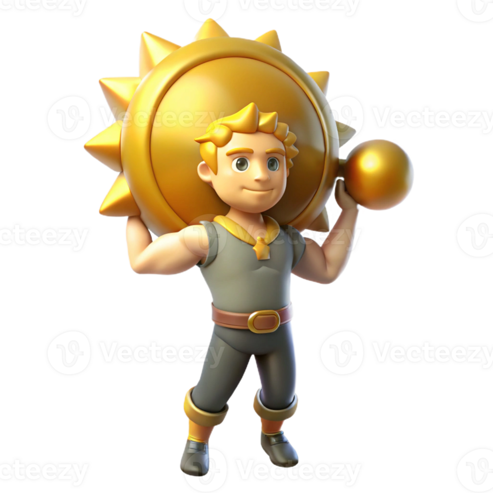 magnificent creative 3D Cartoon Sun God Illustration authentic png