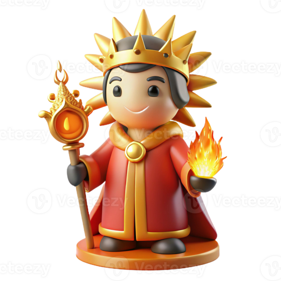 extraordinary contemporary 3D Render Cartoon King with Fire professional png