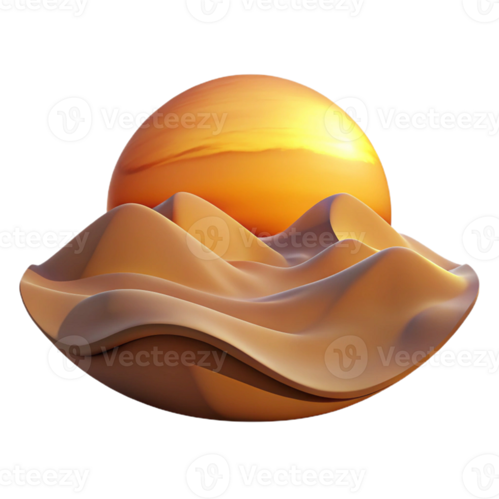 impressive traditional Sunset Desert 3D Render detailed png