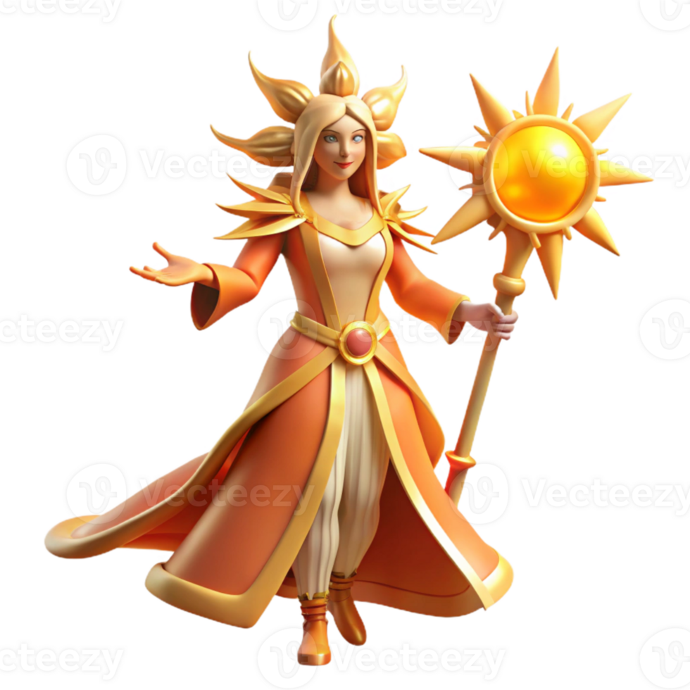 extraordinary classic Sun Goddess 3D Render premium png