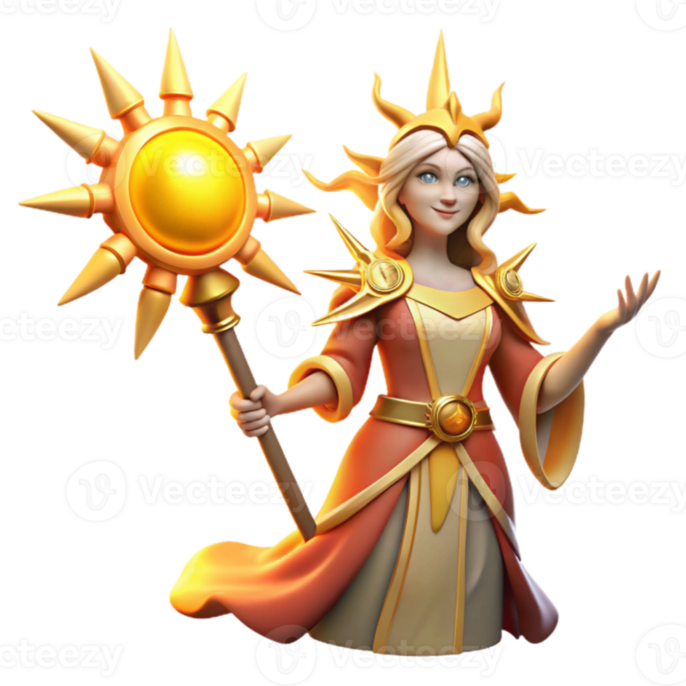 wonderful creative Sun Goddess 3D Render premium png