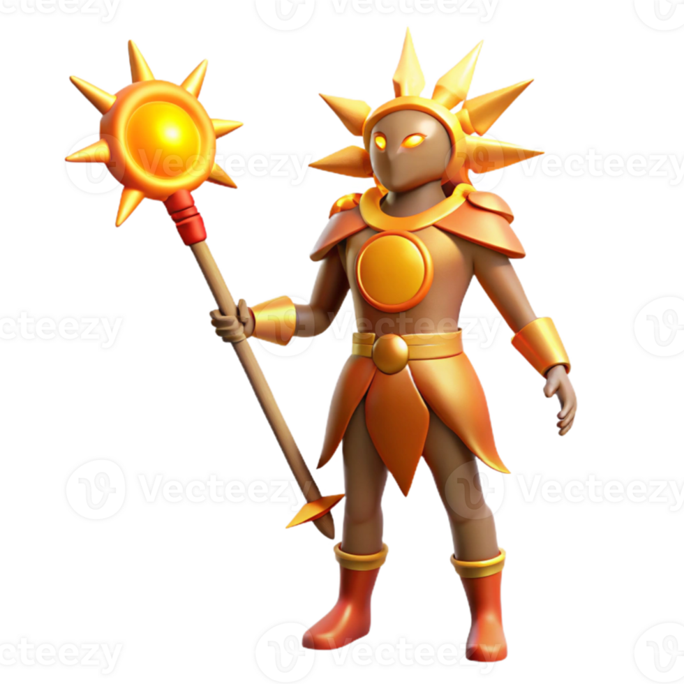 beautiful classic 3D Sun God Render professional png