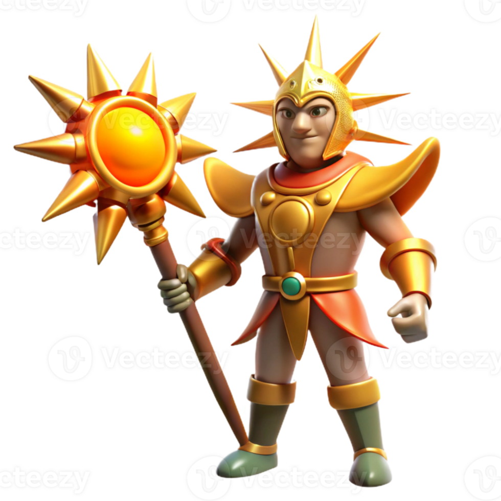 wonderful rustic Sun Knight 3D Render detailed png