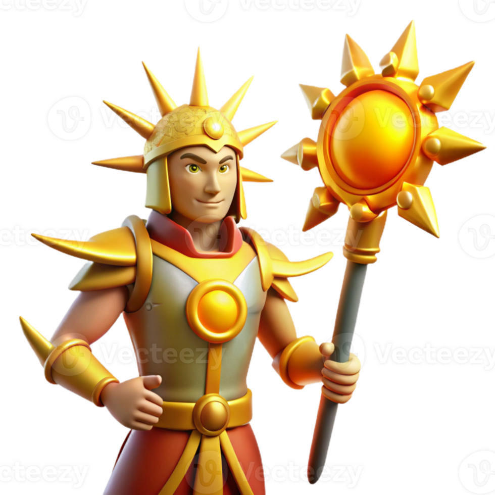 dramatic contemporary Golden Sun God 3D Render high quality png