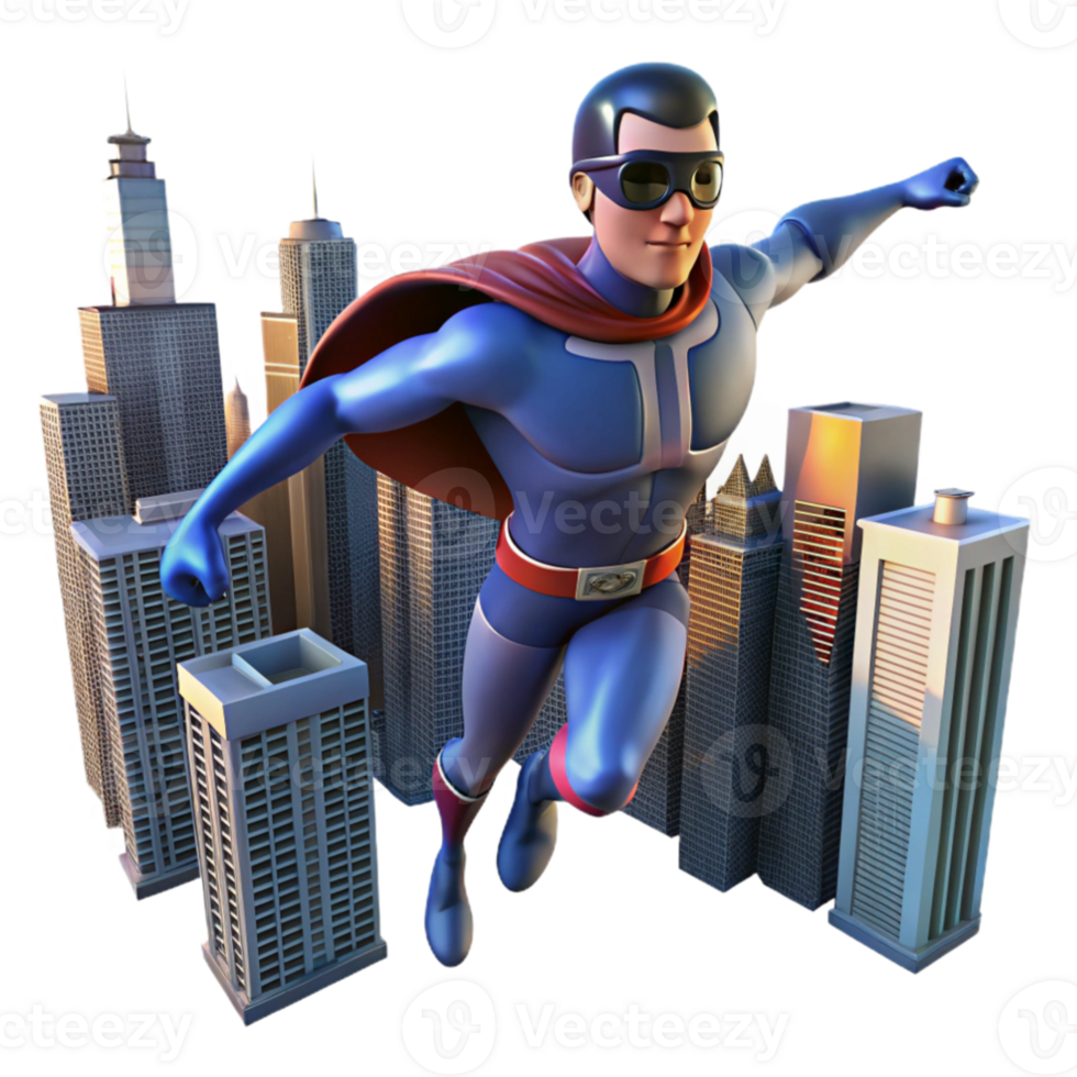 dramatic rustic Superhero 3D Illustration high resolution png