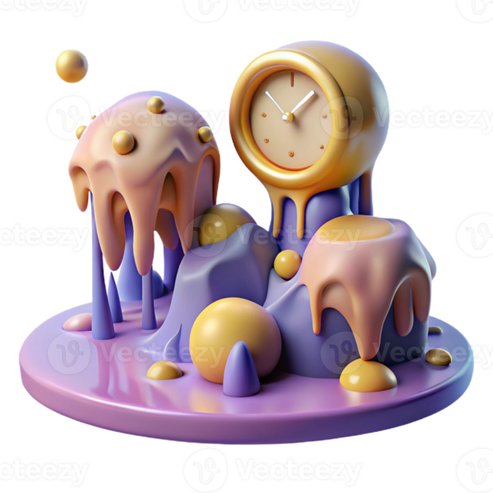 dramatic artistic 3D Melted Clock Abstract Background exclusive png