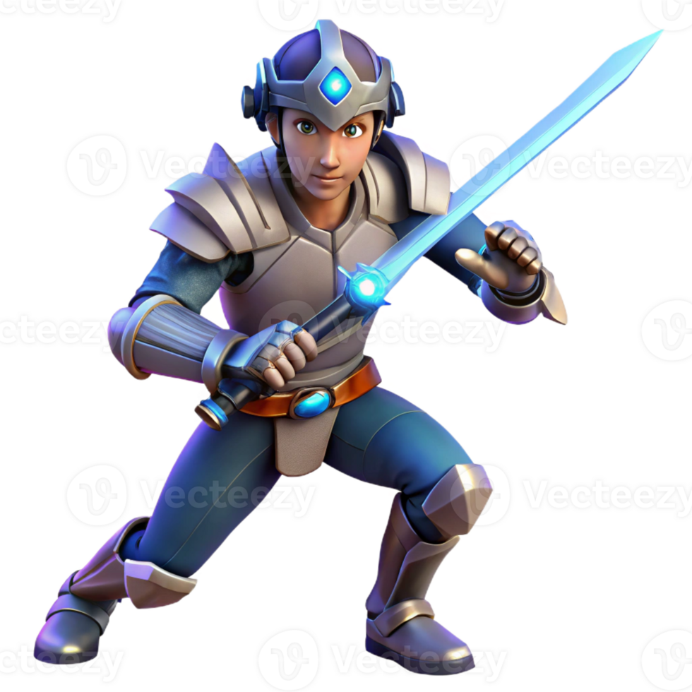 elegant vintage 3D Illustration Young Knight Fantasy Sword high quality png