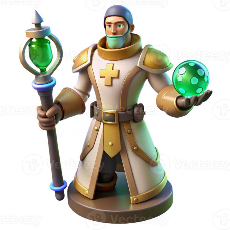 vibrant classic 3D Render of a Medieval Healer authentic png