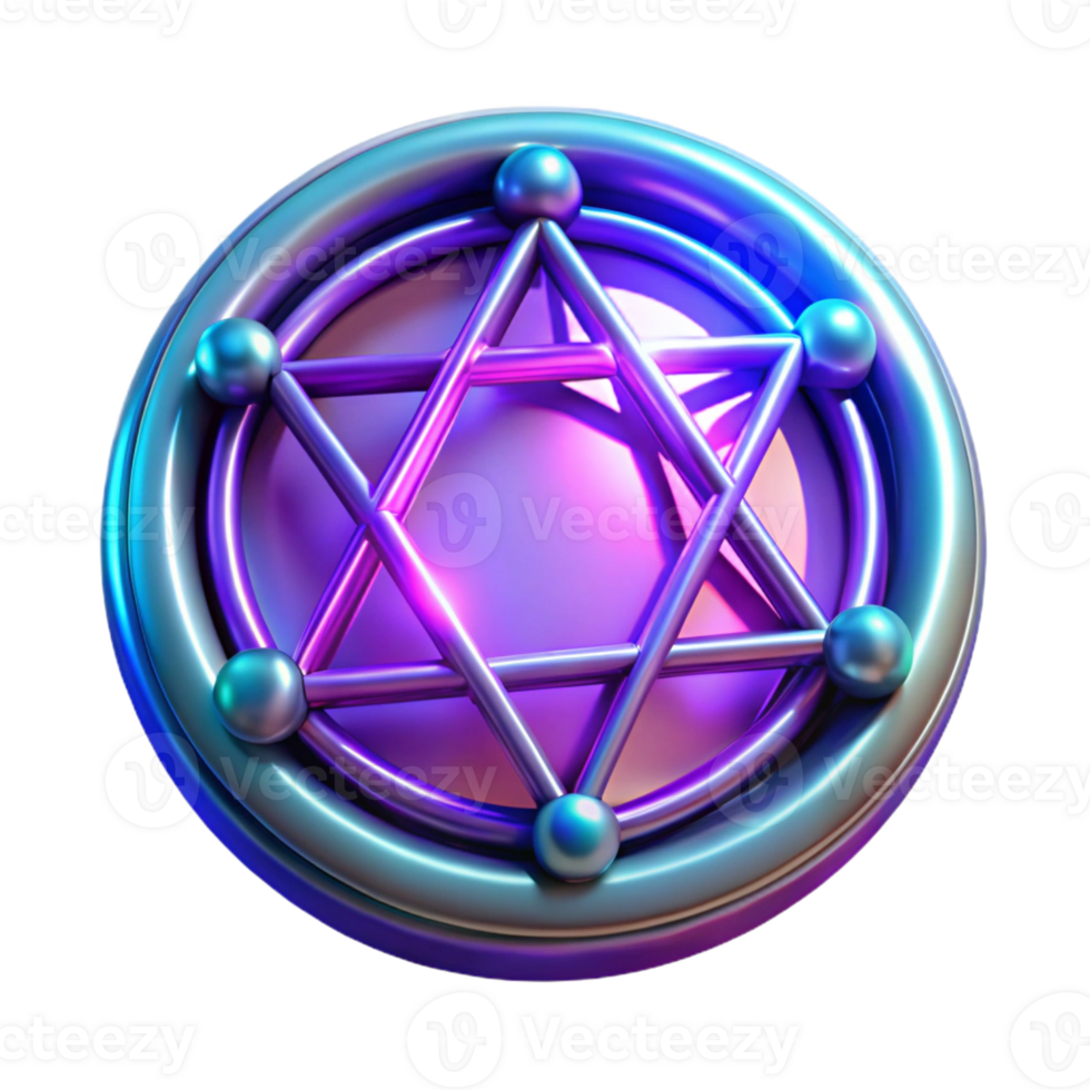 extraordinary classic 3D Render Purple Blue Hexagram premium png
