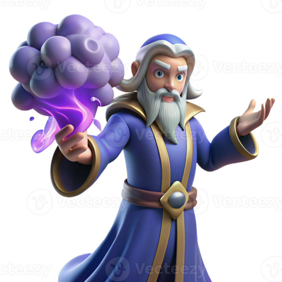 impressive modern Wizard 3D Render Purple Magic Fantasy high resolution png