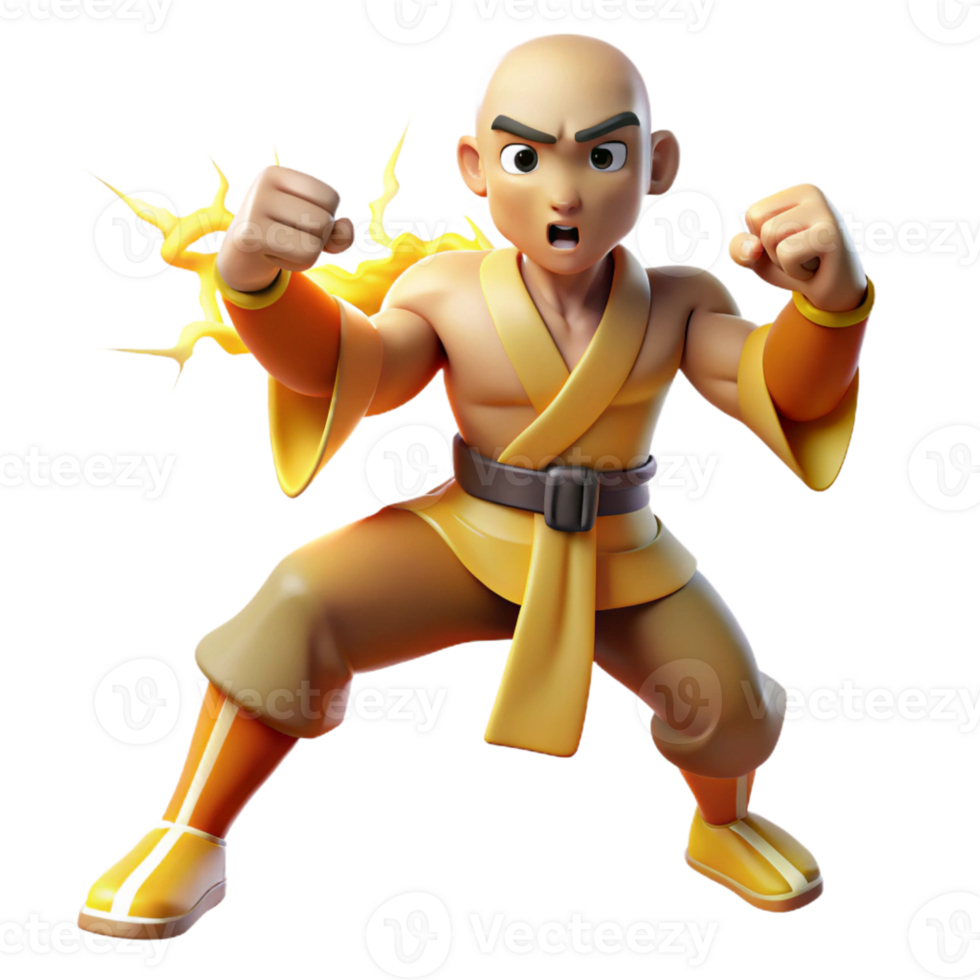 extraordinary creative 3D Render Martial Arts Monk Illustration genuine png