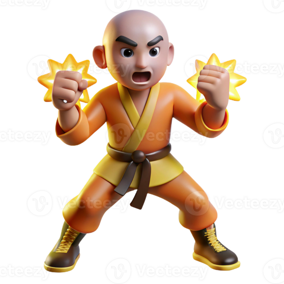 magnificent rustic 3D Cartoon Monk Illustration authentic png