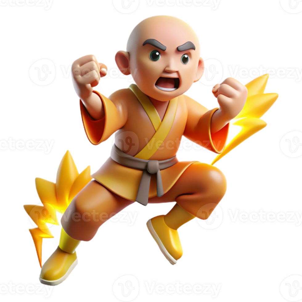stunning artistic 3D Cartoon Monk Illustration premium png