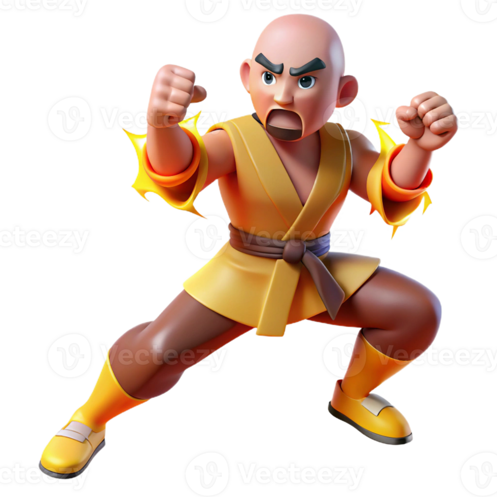 magnificent artistic Martial Arts 3D Cartoon Illustration high resolution png