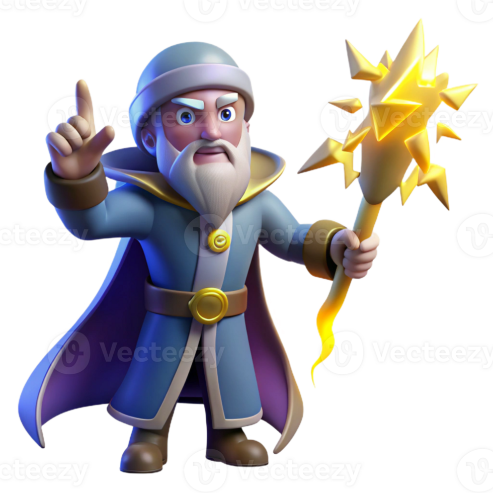 elegant vintage Wise Wizard 3D Render exclusive png