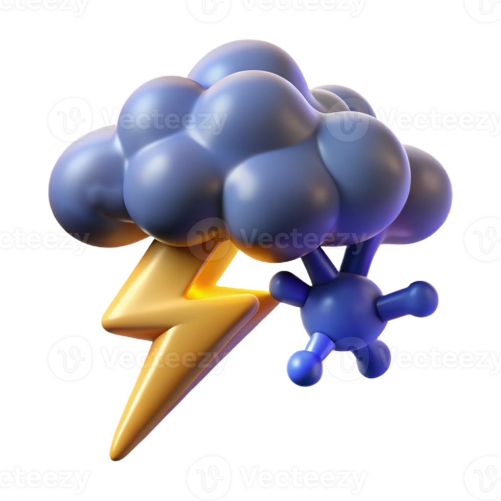 wonderful rustic 3D Render Storm Cloud Lightning Icon 4K png