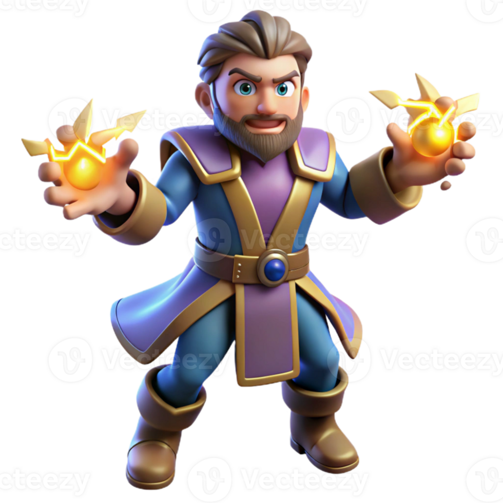 beautiful traditional Powerful Wizard 3D Render exclusive png