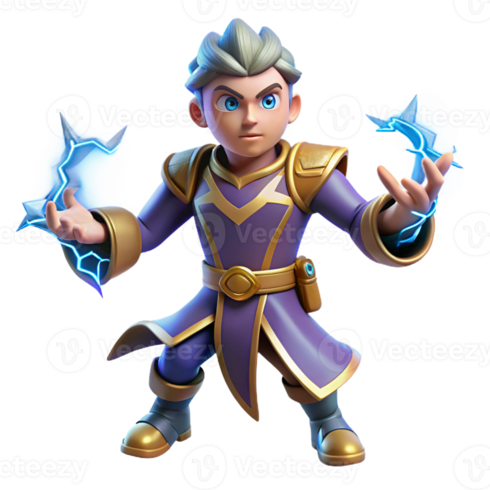 stunning rustic 3D Render Young Mage with Magic 4K png