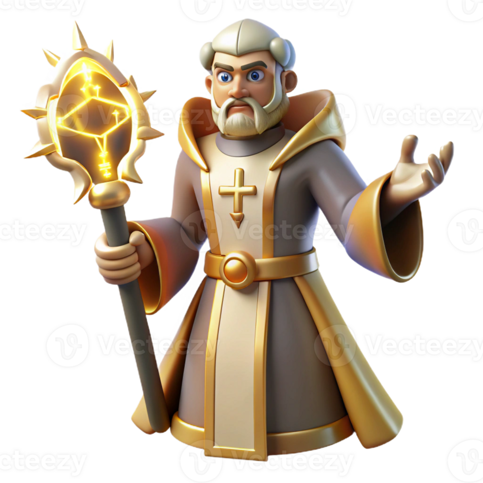 beautiful modern 3D Render Wizard Character Illustration 4K png