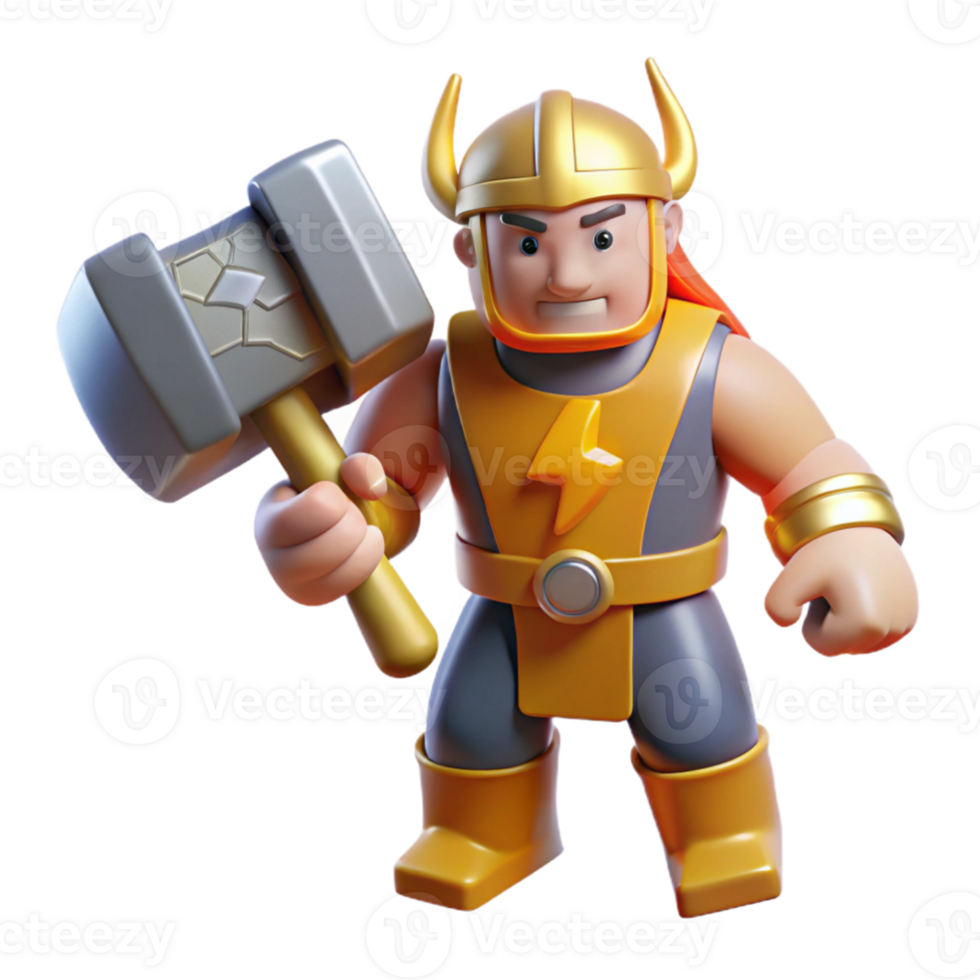 wonderful rustic 3D Cartoon Viking Warrior Render authentic png