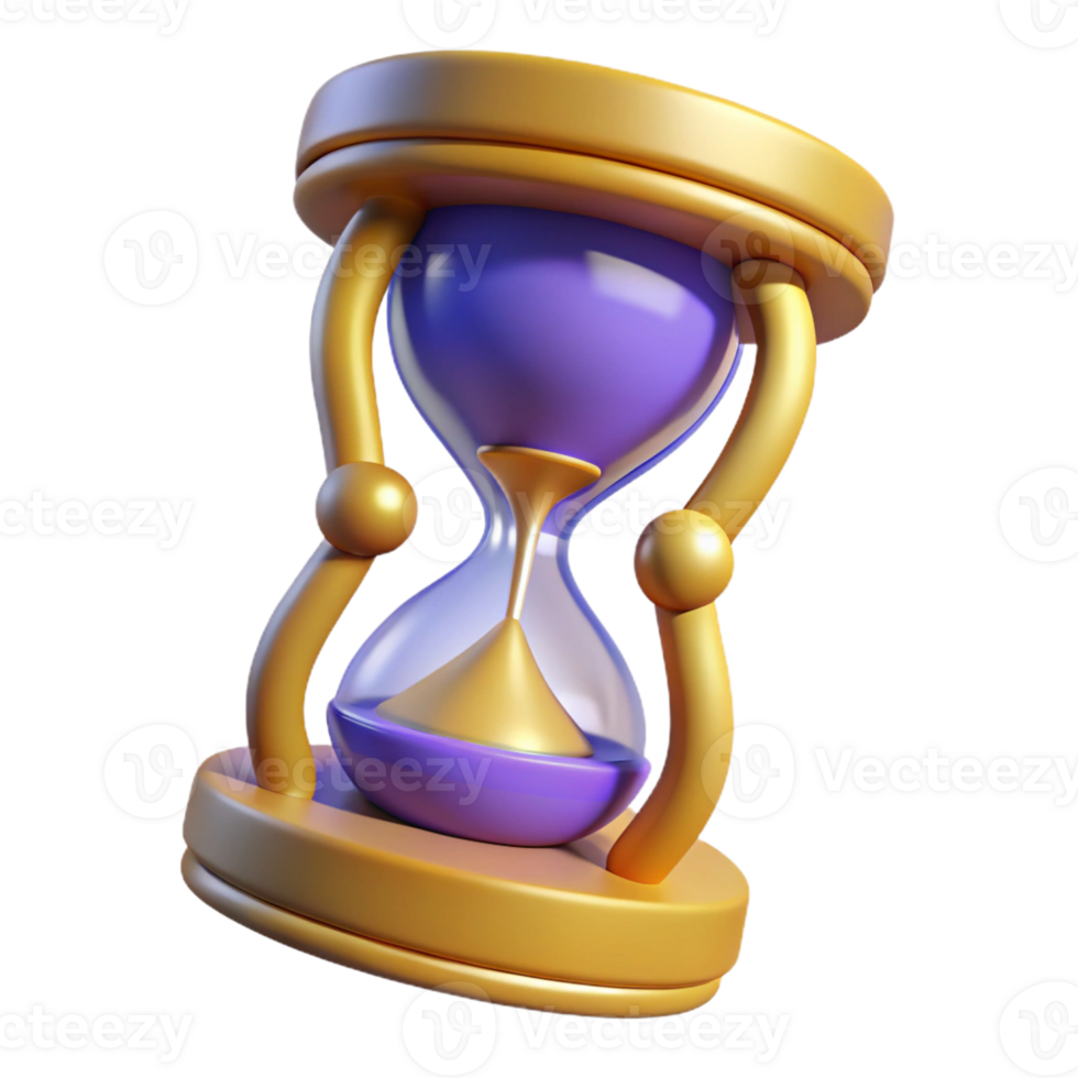 wonderful rustic 3D Render Golden Hourglass Illustration high resolution png