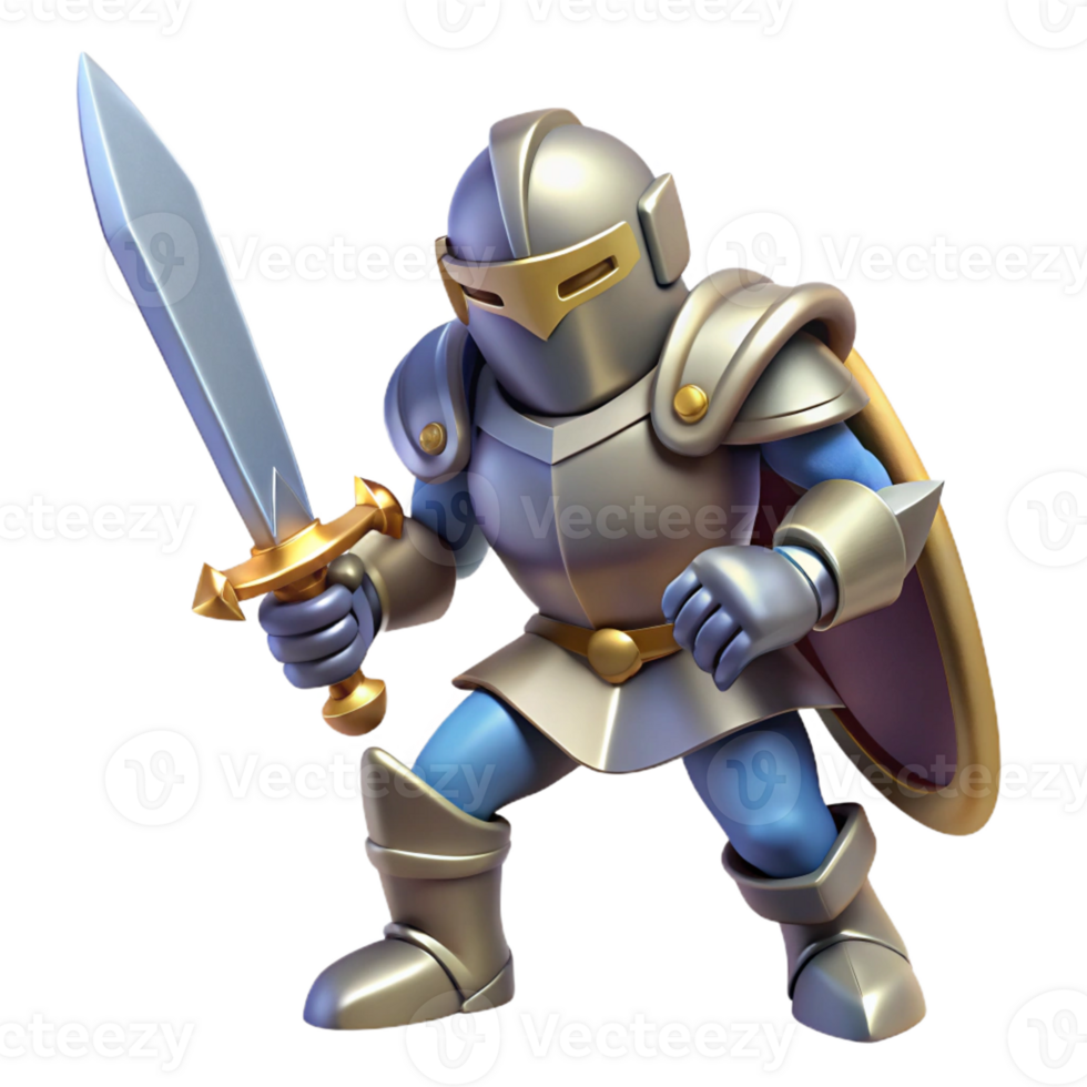 vibrant traditional 3D Cartoon Knight Illustration genuine png