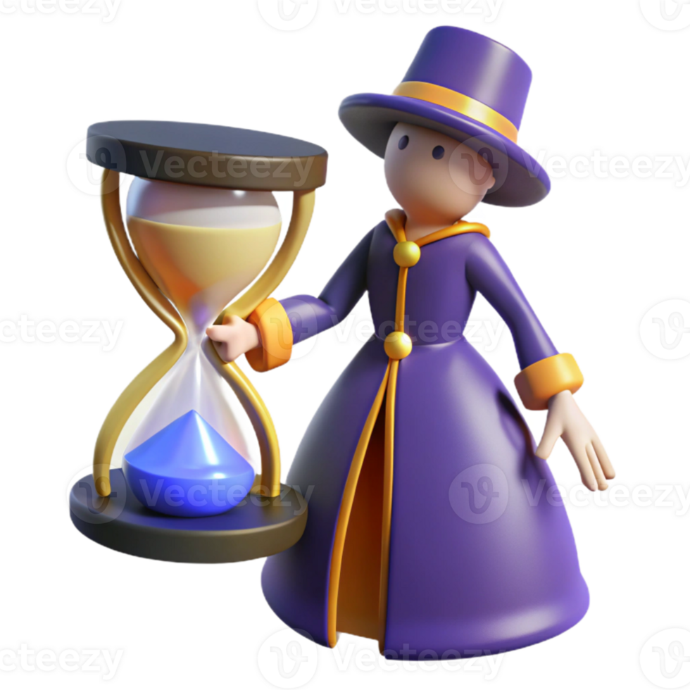 serene minimalist 3D Render Timekeeper Illustration high quality png