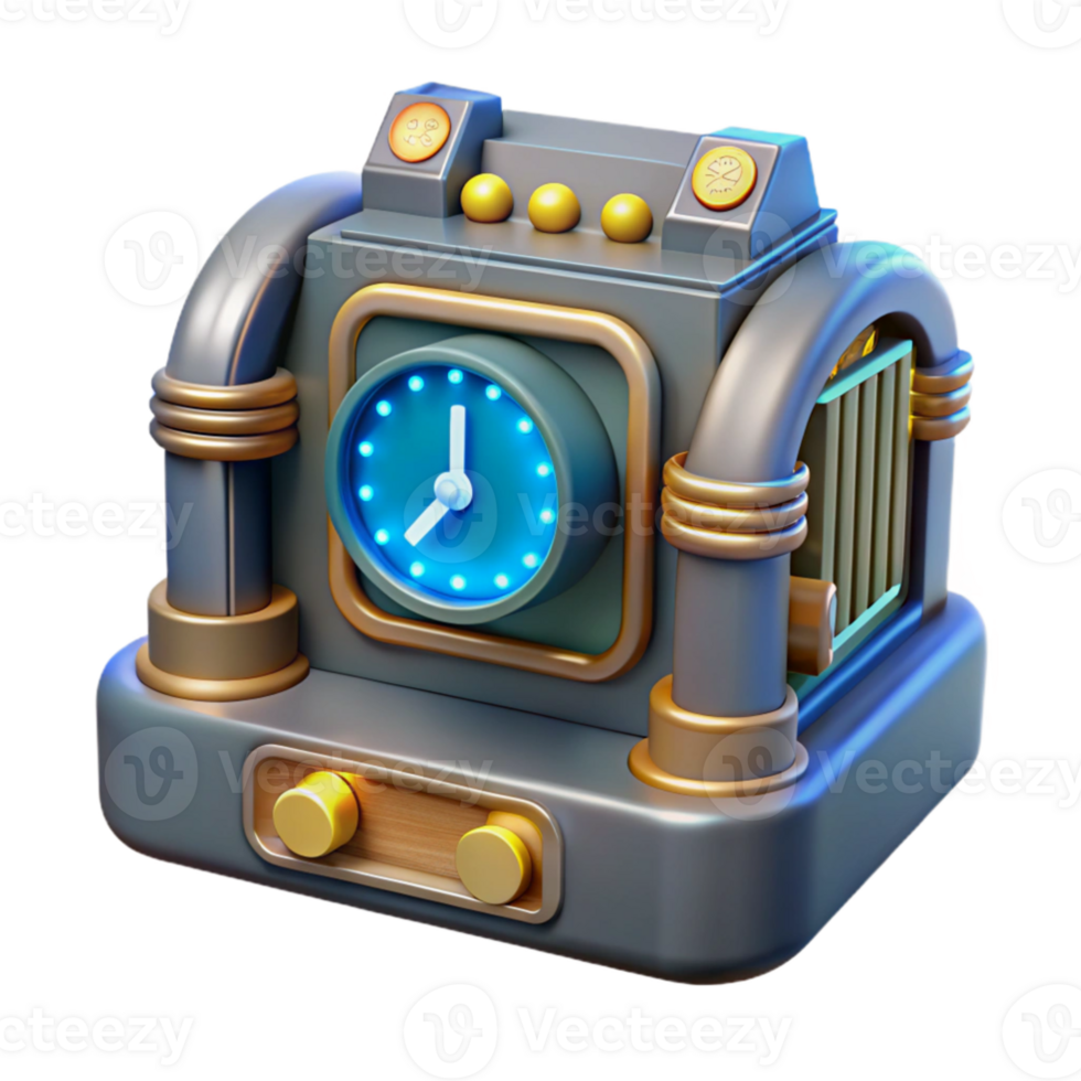 elegant traditional Retro 3D Clock Radio Illustration original png