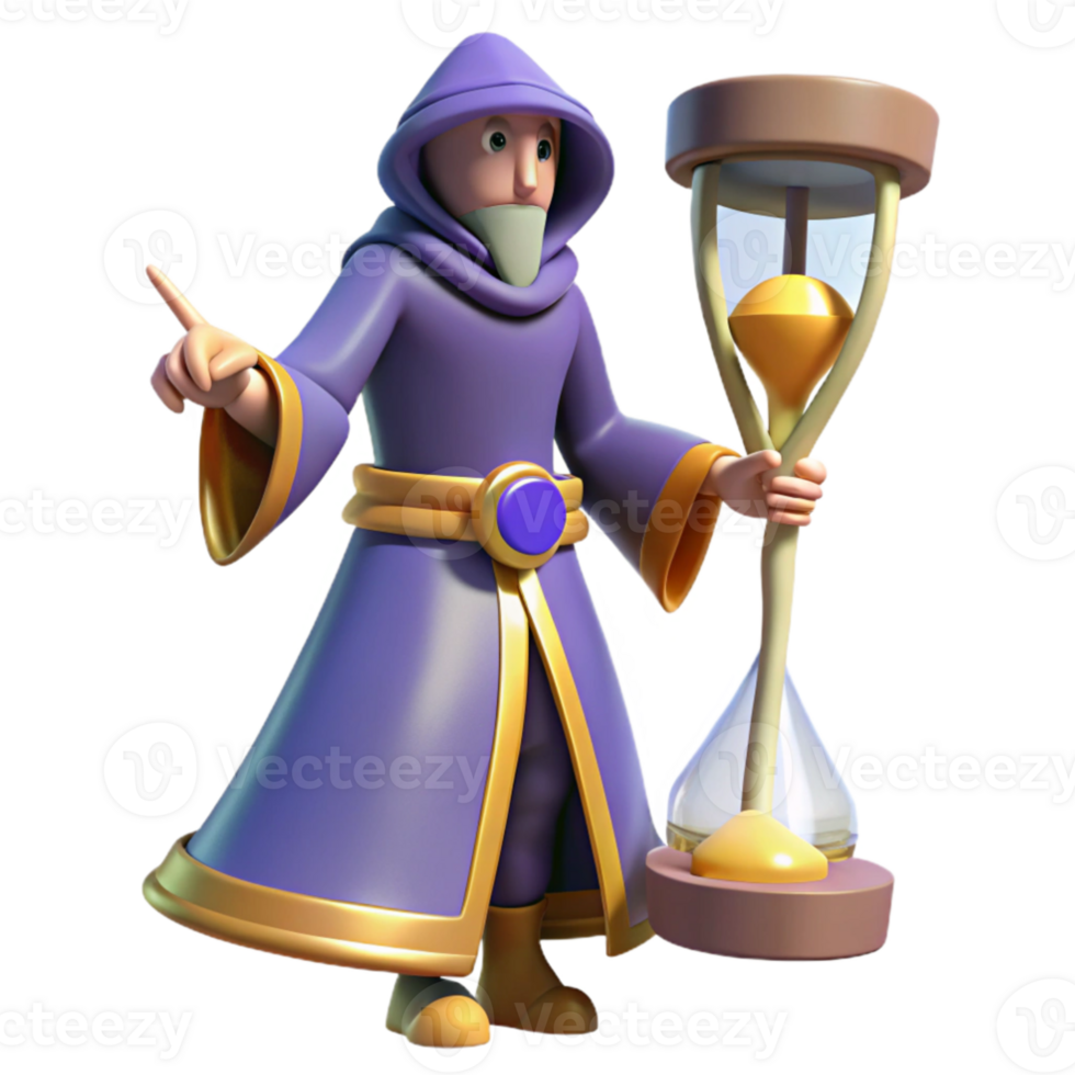 wonderful abstract Wizard 3D Render with Hourglass exclusive png