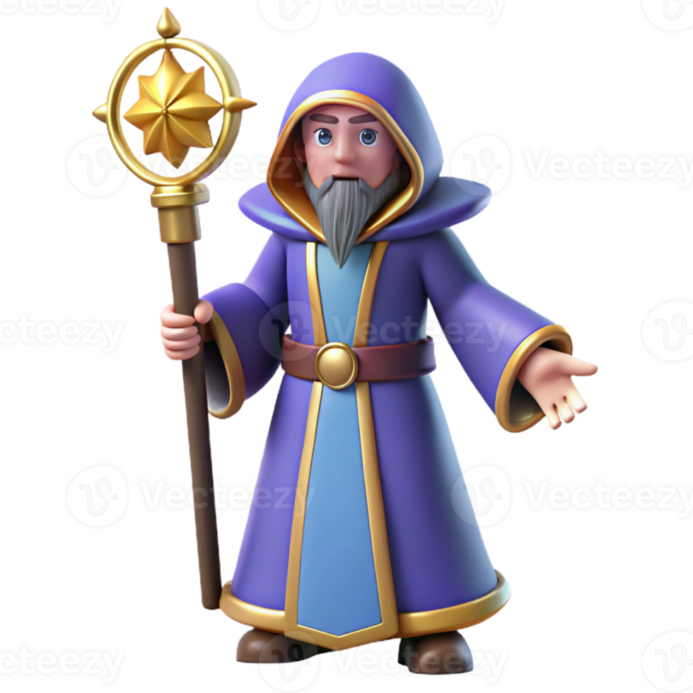 stunning modern 3D Render Wizard Character Illustration high resolution png