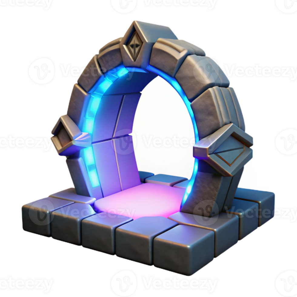 vibrant abstract 3D Stone Archway with Glowing Portal authentic png