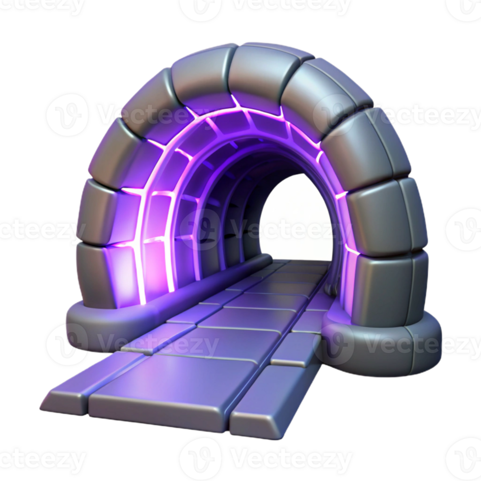 elegant minimalist 3D Render Futuristic Tunnel with Purple Glow high quality png