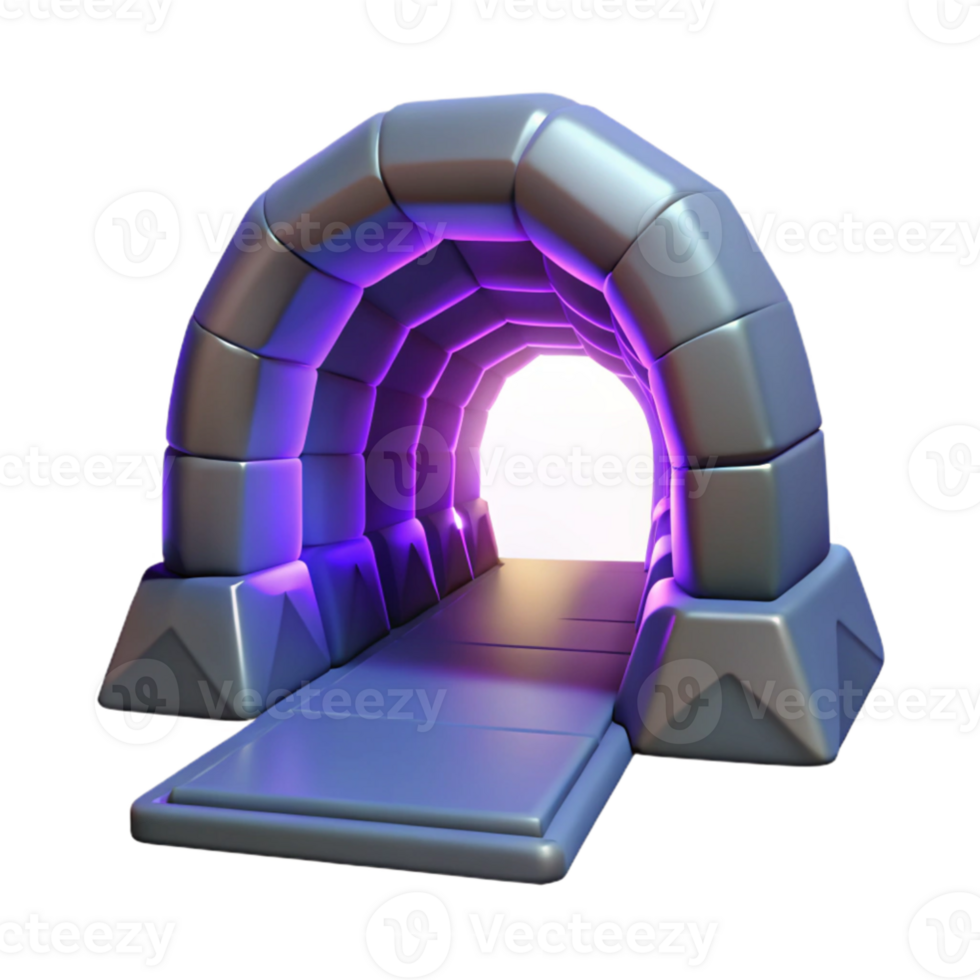 dramatic abstract 3D Render Glowing Tunnel Illustration original png