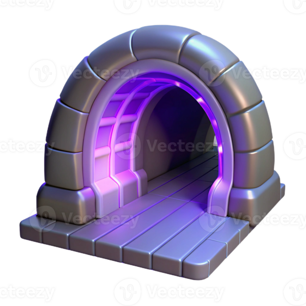 serene vintage 3D Render Glowing Archway Tunnel premium png