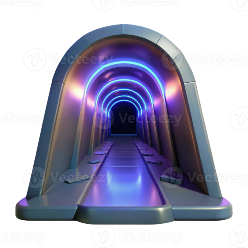stunning abstract Neon Glowing Tunnel 3D Render professional png