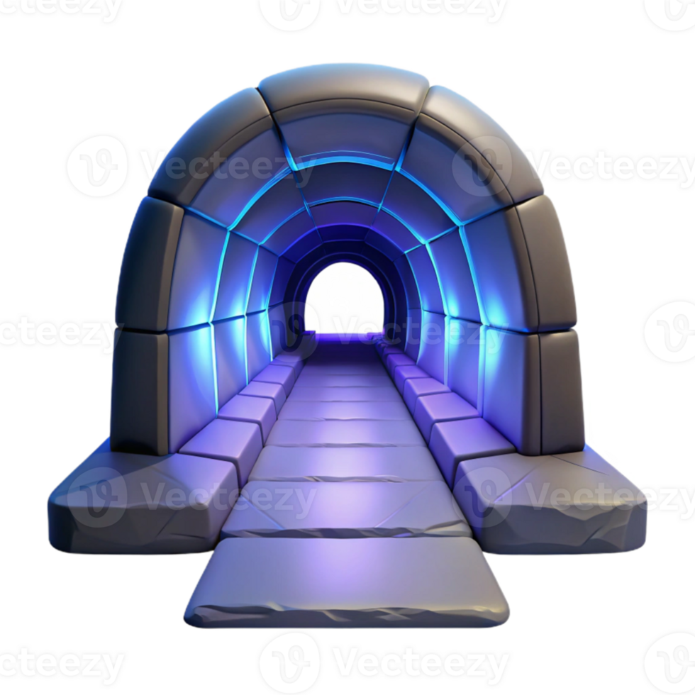 extraordinary contemporary 3D Render of Illuminated Stone Tunnel authentic png
