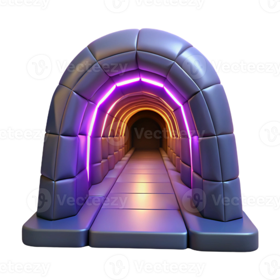 wonderful classic 3D Tunnel Illustration Glowing Archway 4K png
