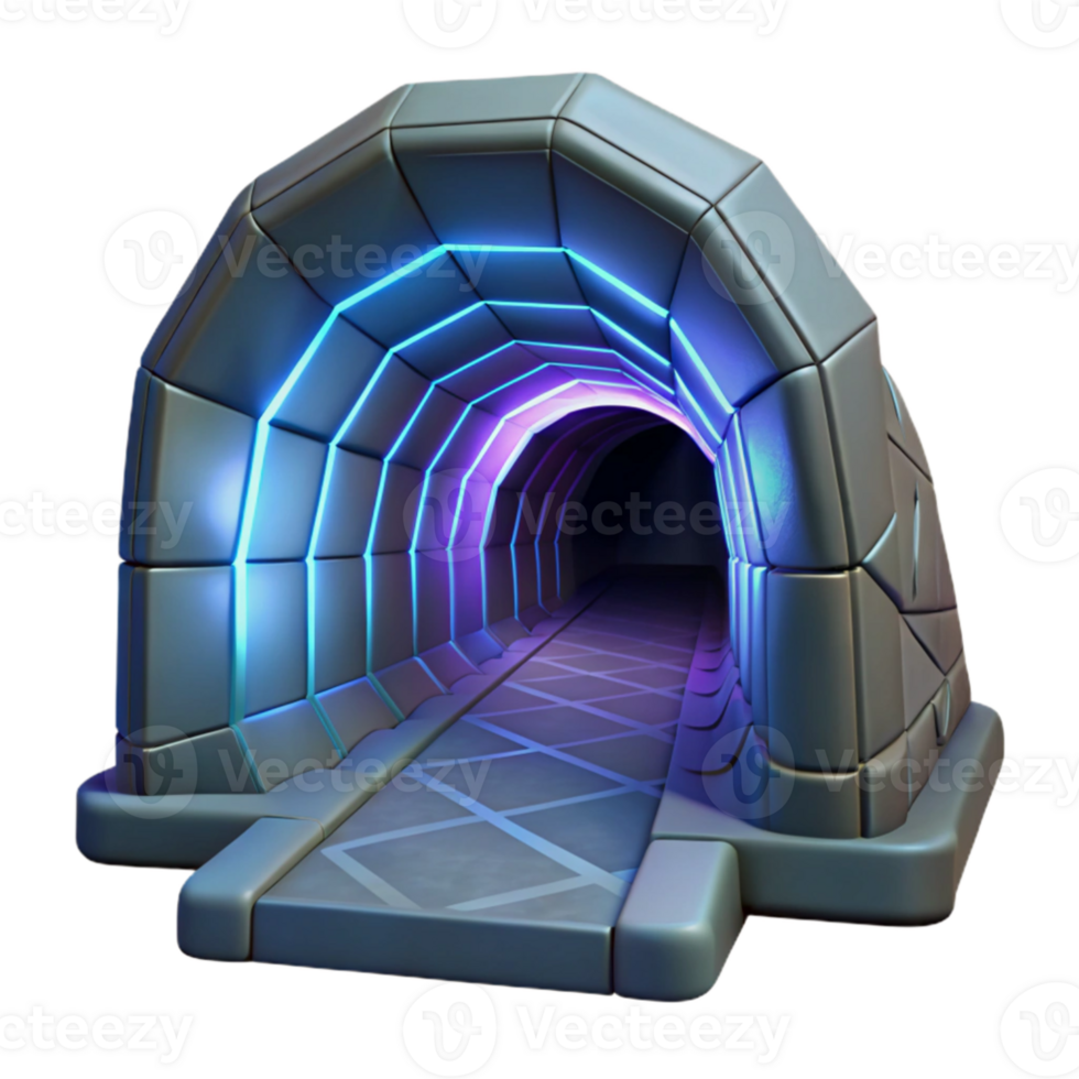dramatic creative Futuristic Neon Tunnel 3D Render original png