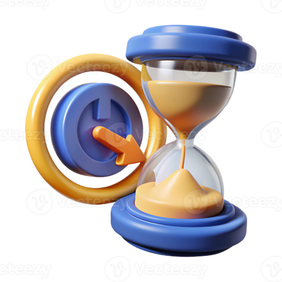 extraordinary modern 3D Hourglass and Clock Icon 4K png