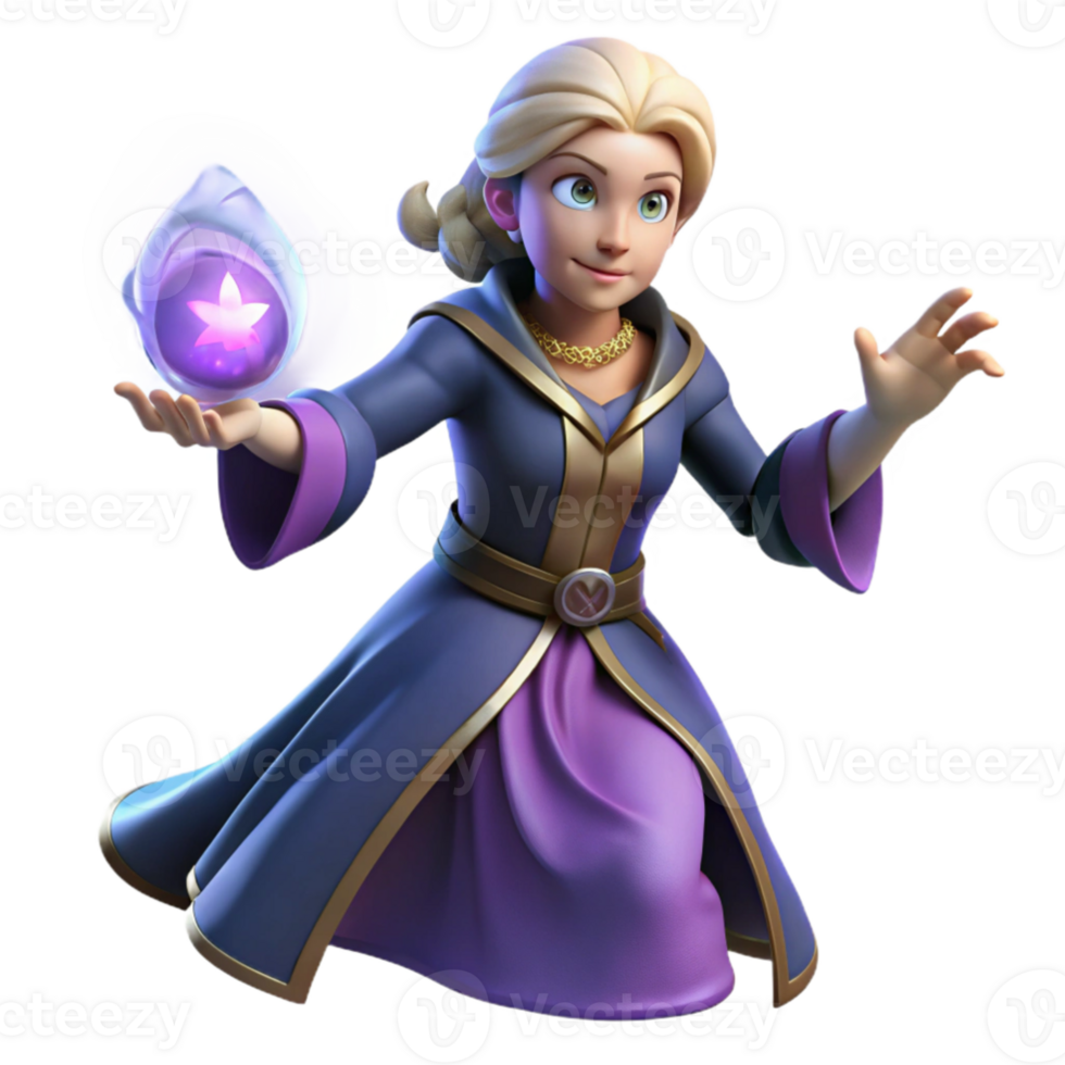 serene rustic 3D Render Young Mage Girl 4K png