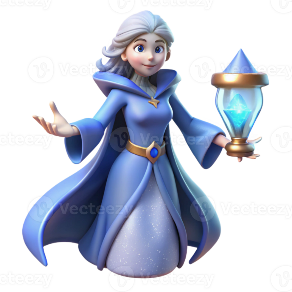 elegant artistic 3D Render of a Fairytale Wizard 4K png