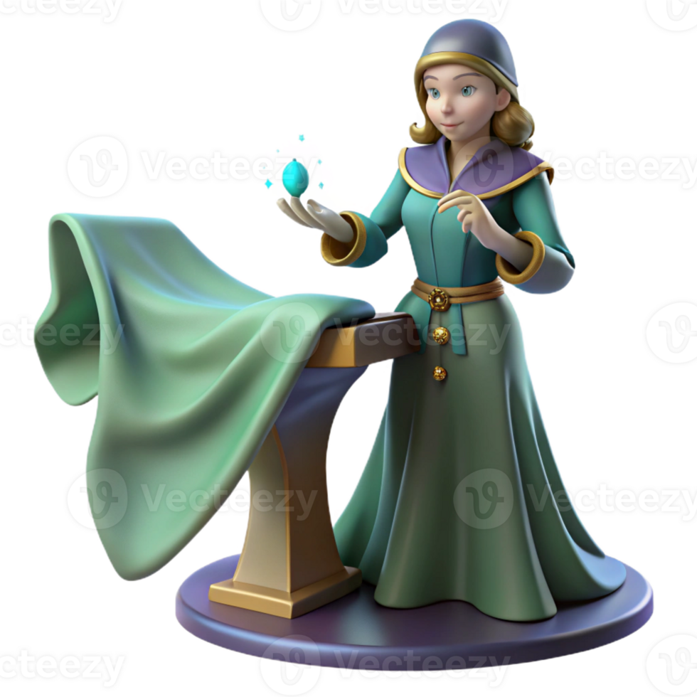 dramatic modern 3D Render of a Female Mage original png