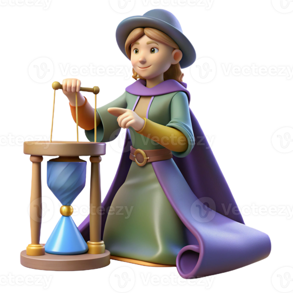 wonderful artistic 3D Render of a Medieval Woman with Hourglass exclusive png