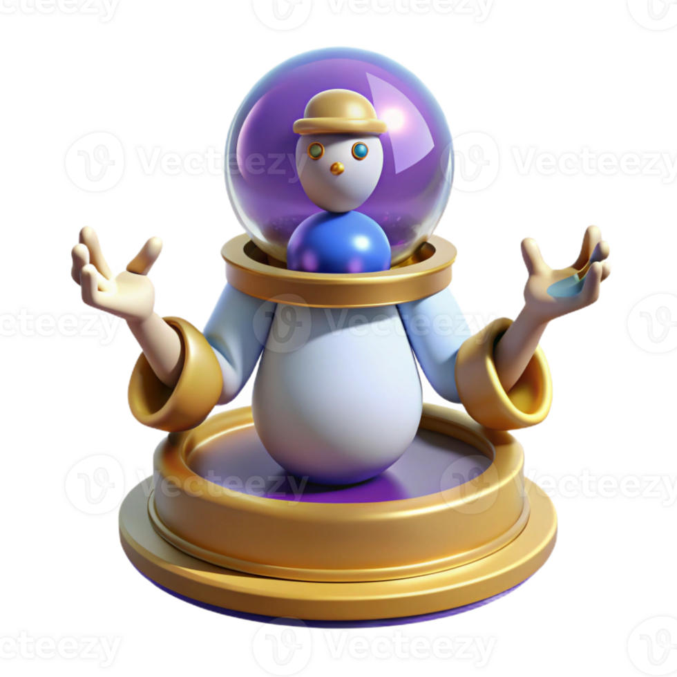 impressive abstract 3D Render Cute Robot in a Dome 4K png