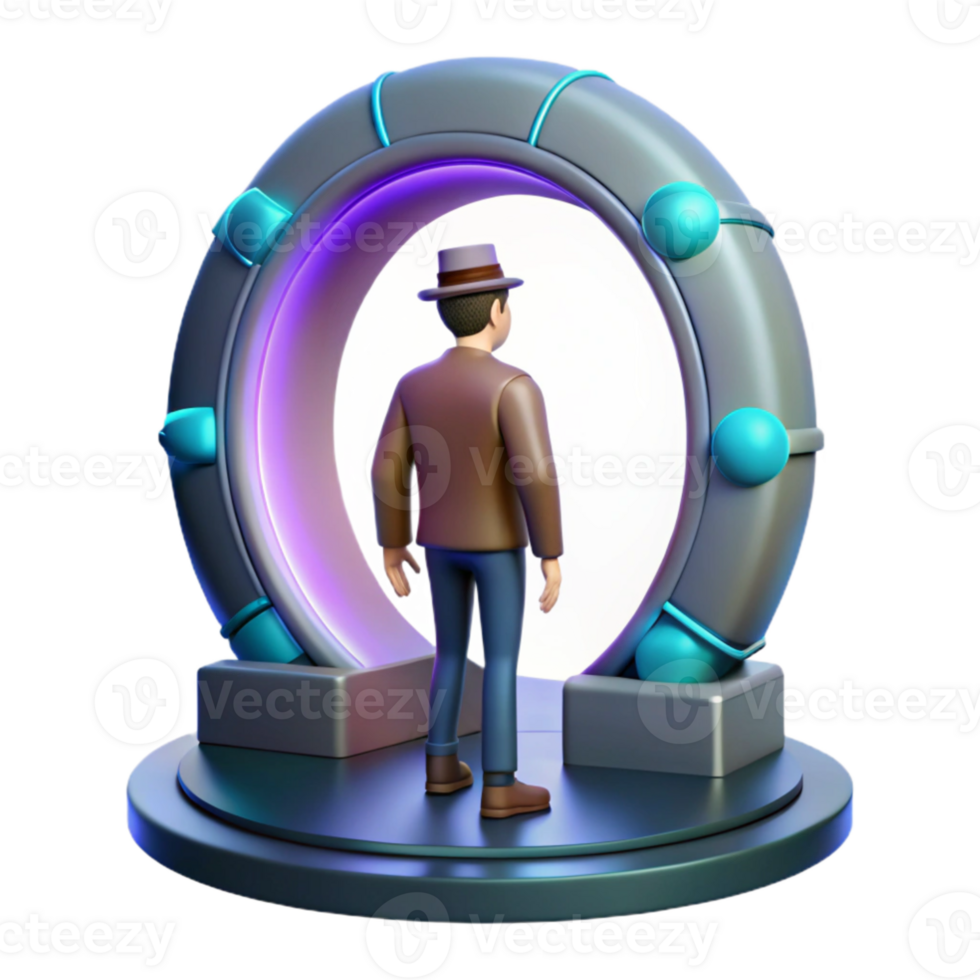 vibrant rustic 3D Illustration Time Portal Futuristic professional png