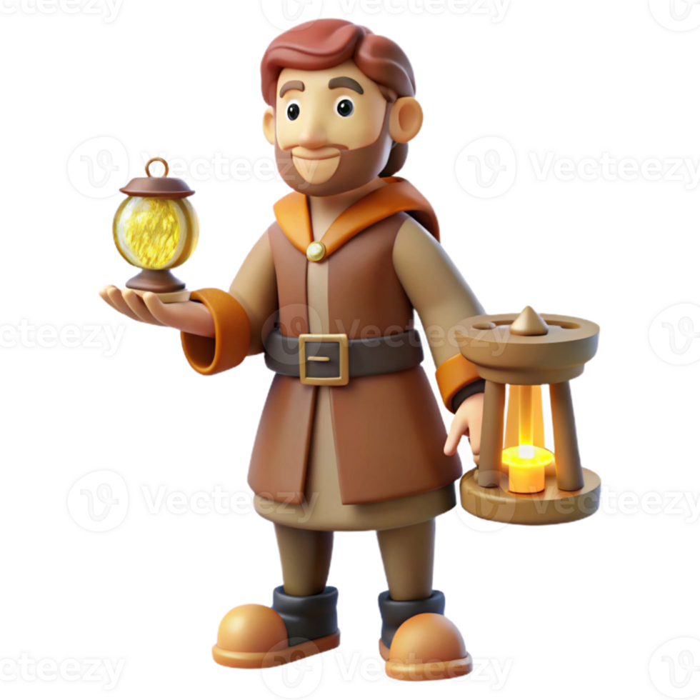 dramatic classic 3D Render Fantasy Cartoon Wizard premium png