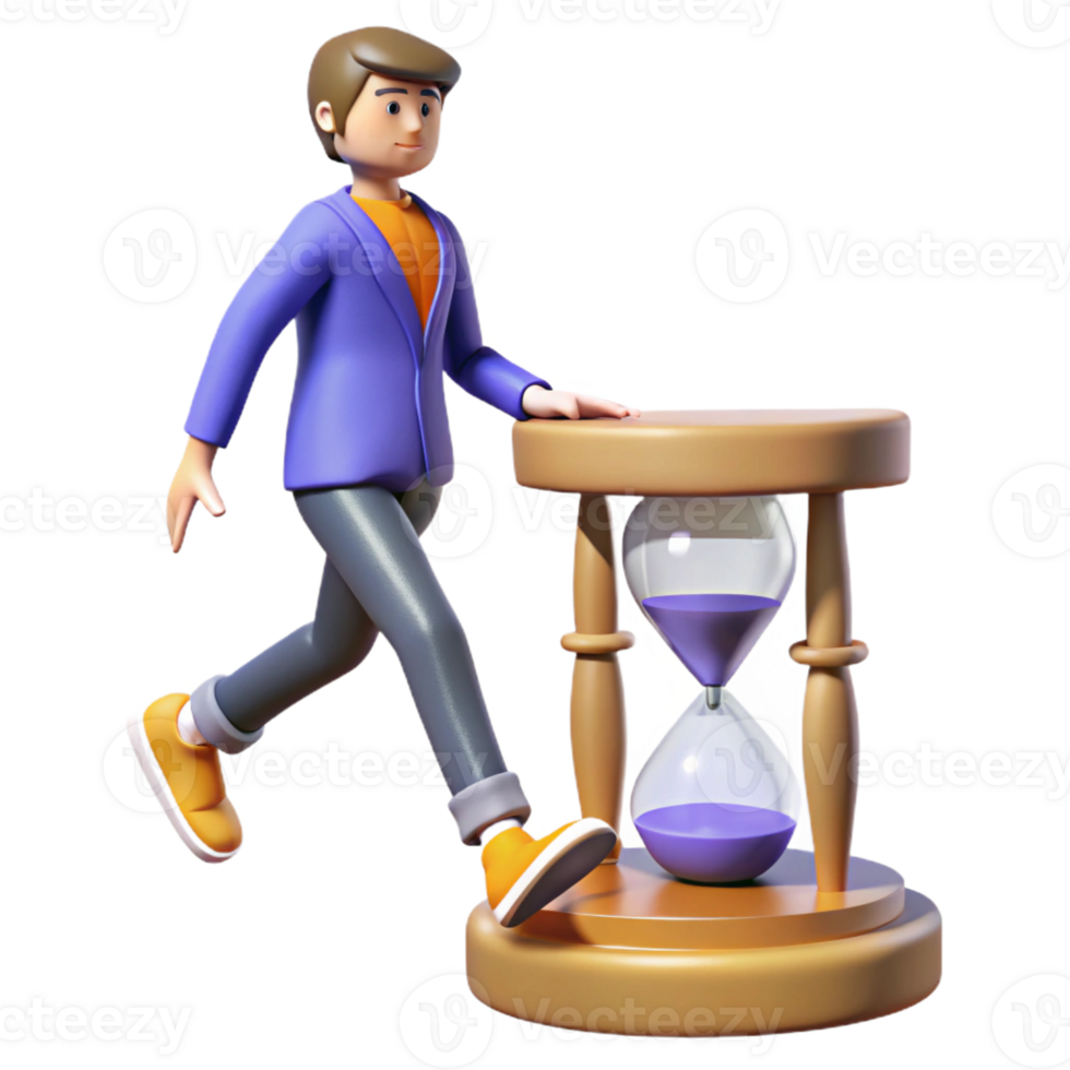 extraordinary modern 3D Illustration Time Management Walking Man premium png